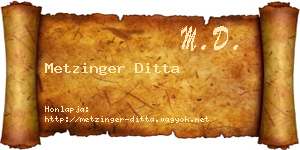 Metzinger Ditta névjegykártya